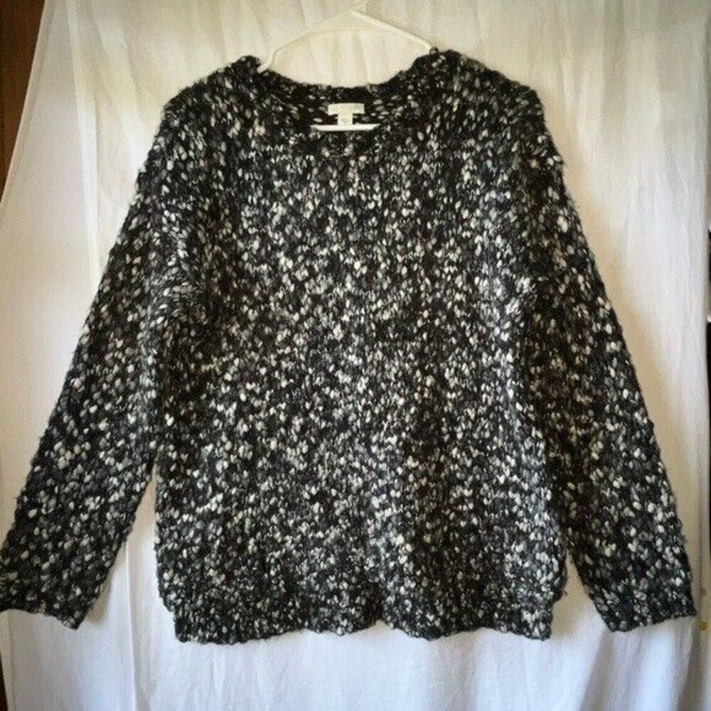J. Jill Women's Pullover Wool Sweater Long Sleeve Crew Neck Black Size Small